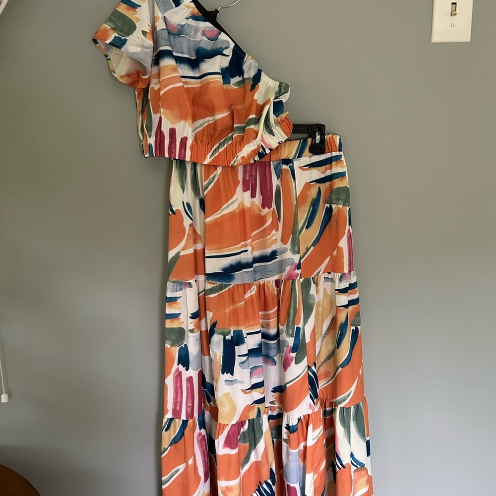 SHEIN NWOT Multicolor Abstract Skirt Set